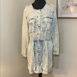 Chico’s | utility jacket snowbird denim brass accents cinch waist -size Large